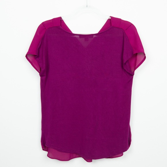 INC International Concepts V-Neck Pleated Blouse Berry Purple Size XS - Picture 2 of 8